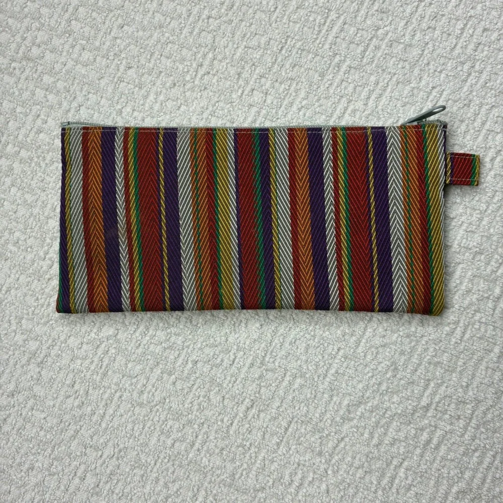 Kotobuki Seating International Striped Woven Zipper Pouch Multi-Color Bag